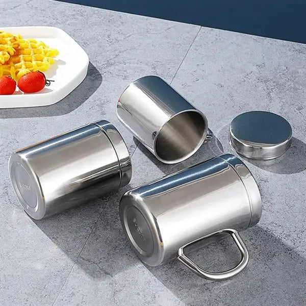 12Oz. Insulated Stainless Steel Mug with Handle and Lid