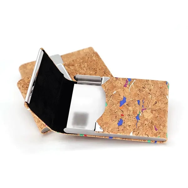 Cork Business Card Holder with Metal Clip
