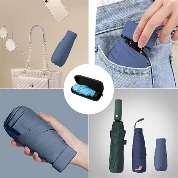 37" Pocket Mini Travel Umbrella With Hard Capsule Case