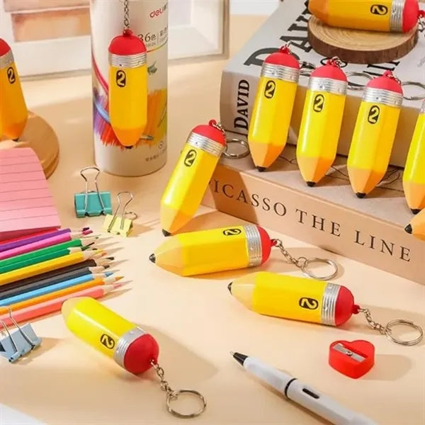 Pencil Shaped Stress Reliever Keychain