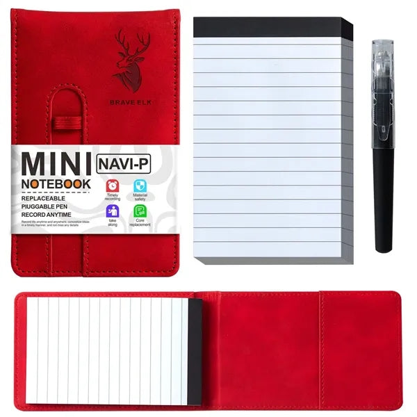 Leather Pocket A7 Notebook with Pen