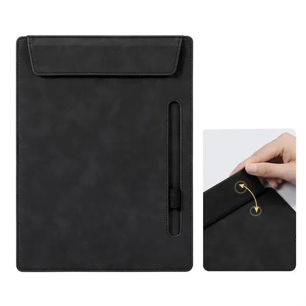 A4 Leather Magnetic Clipboard with Pen Holder