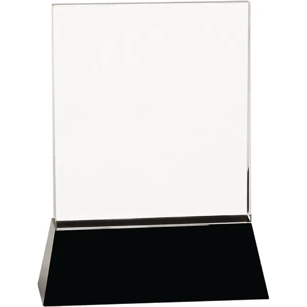 8" Clear Crystal Rectangle Wedge on Black Base
