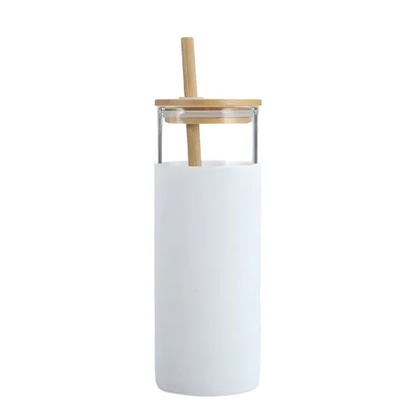 Silicone sleeve insulated Glass Water Bottle