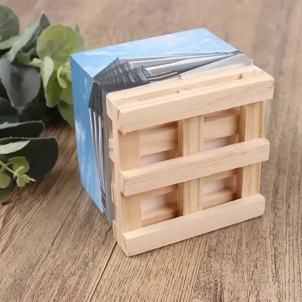 Wood Sticky Note Holder with Memo Pad