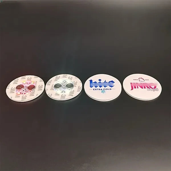 LED Coaster Round Flash Cup Sticker Lights for Wine Bottle