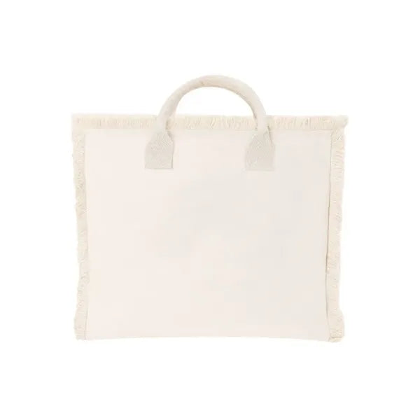 Fringe Trim Large Canvas Totes