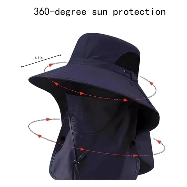 Polyester Fiber Outdoor Sunshade Fishing Hat With Face Mask