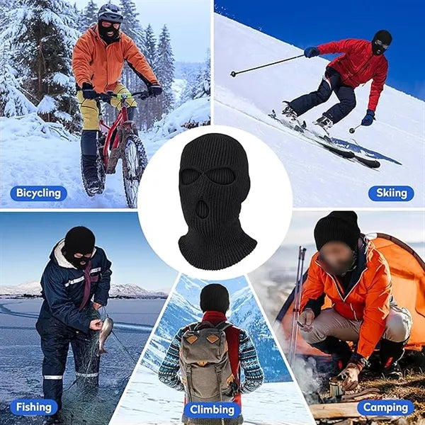 Acrylic Warm Windproof Three-hole Wool Pullover Knitted Hat