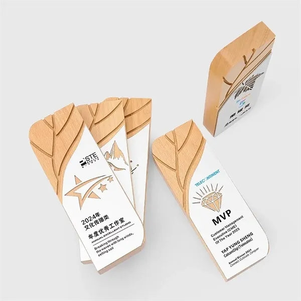 Wooden Block Leaf Award