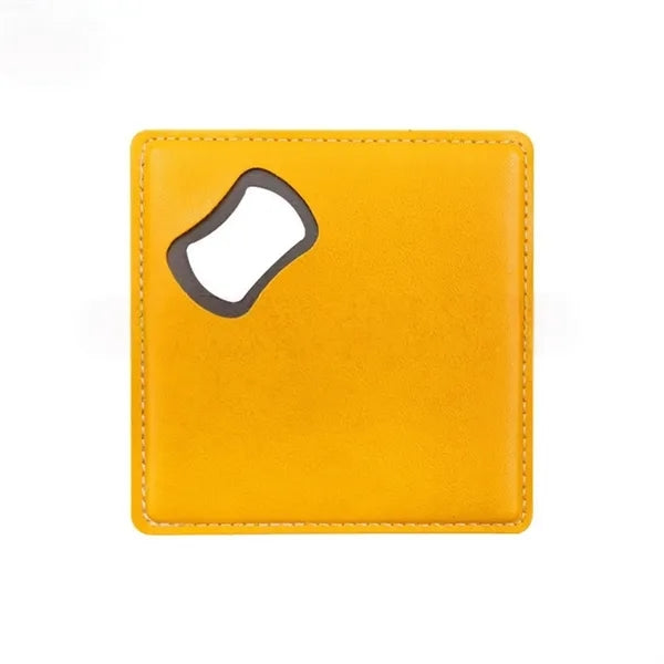 Leather Steel Bottle Opener Coaster Gift Set Drink