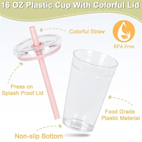 16Oz Acrylic Tumbler With Straw and Lid