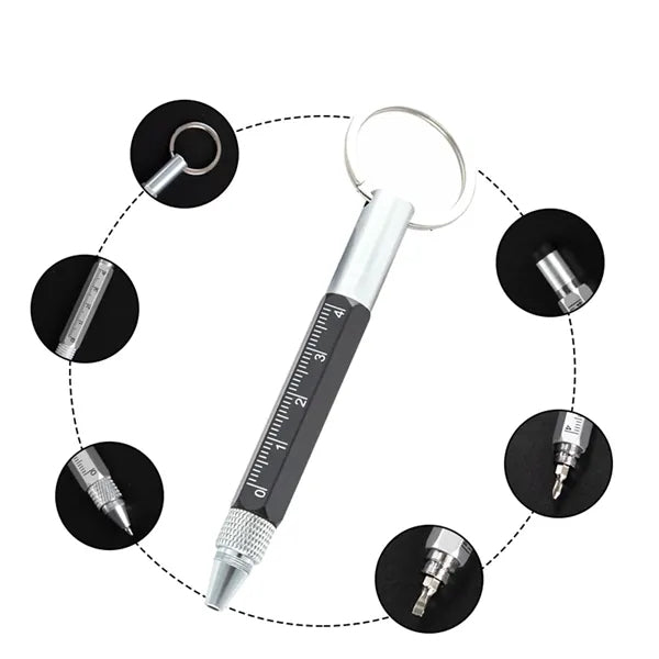 6 In 1 Multi Function Ballpoint Pen With Ruler And Stylus