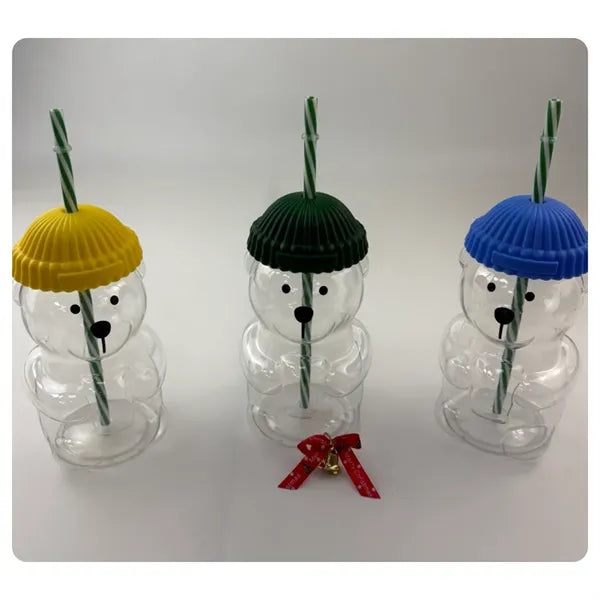 Plastic Bear Bottle with straw