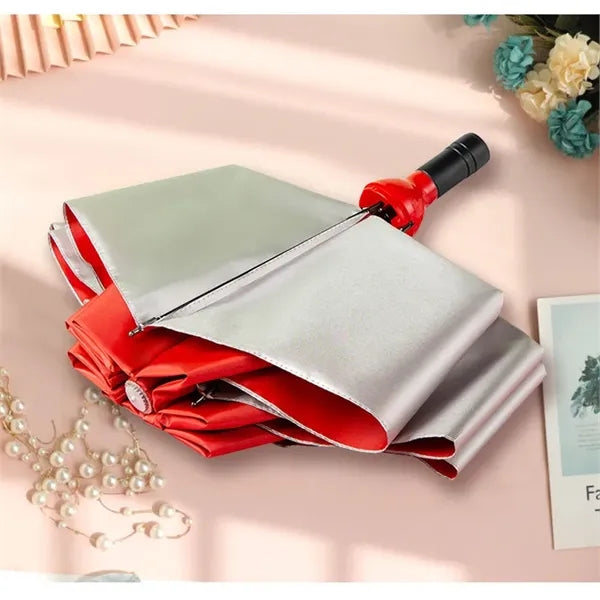 Creative Wine Bottle Design Compact Folding Umbrella
