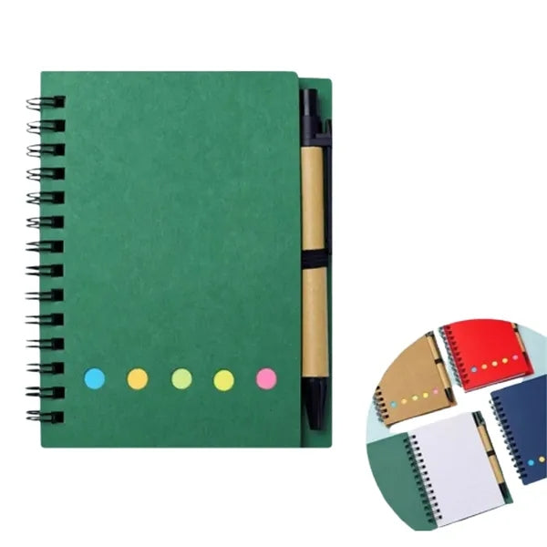 Kraft Paper Spiral Notebook with Sticky Notes