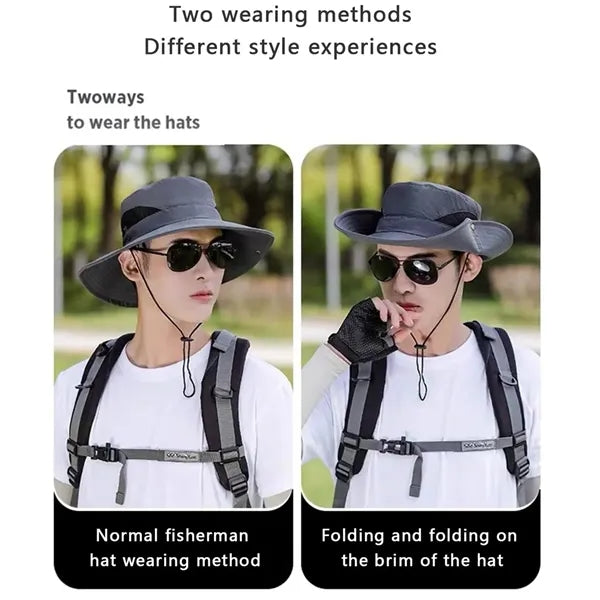 Outdoor UV Protection Mesh Wide Brim Bucket Hat