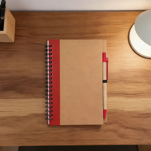 Kraft Cover Eco Inspired Spiral Notebook Journal W/Pen 5"x7"