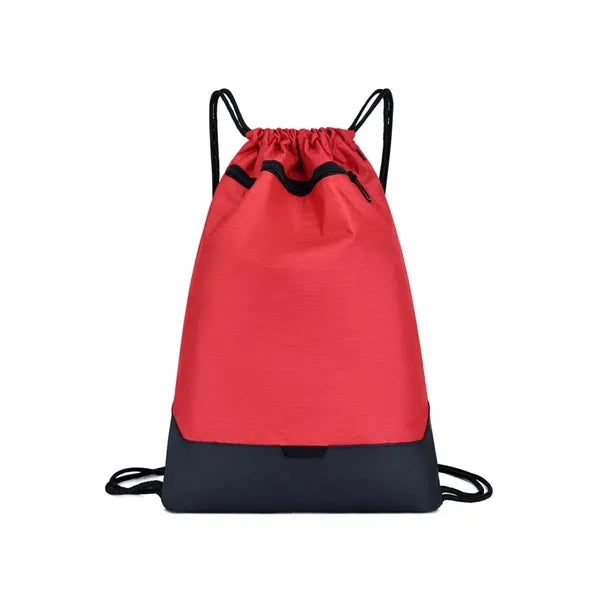 Drawstring Training Gymsack Backpack with Zipper Pocket