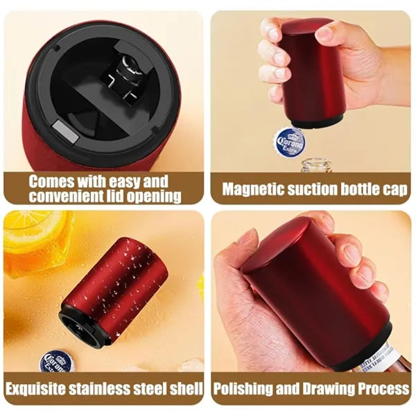 Magnetic Bottle Opener with Automatic Cap Catcher