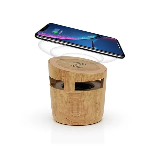 Wood Grain Wireless Speaker and Charger Station