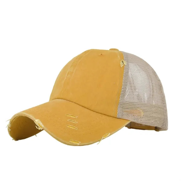 Distressed Mesh Trucker Hat Adjustable Vintage Baseball Cap