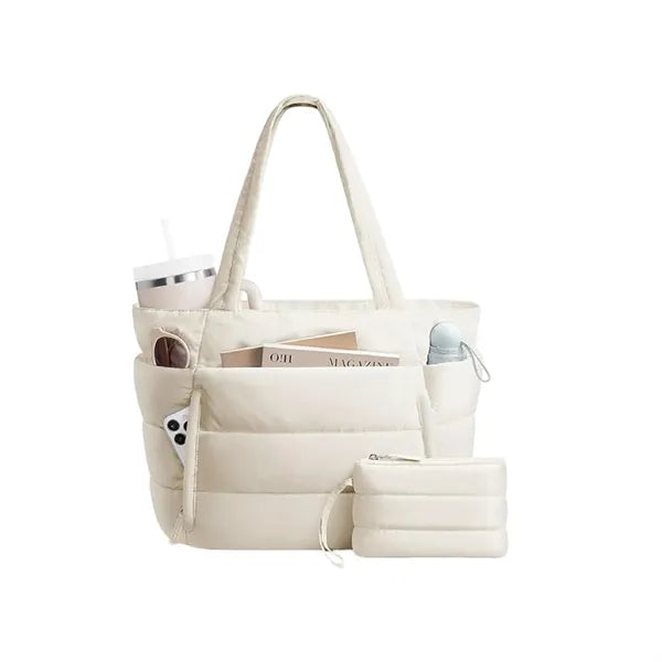 Quilted Puffer Tote Bag Spacious Stylish Durable Daily Use