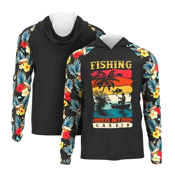 Men's 180 GSM UPF 50+ Sun Protection Fishing Hoodie T-Shirt