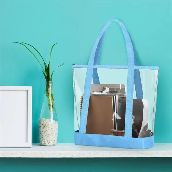 Clear Tote Shoulder Bag Zipper Security Approved