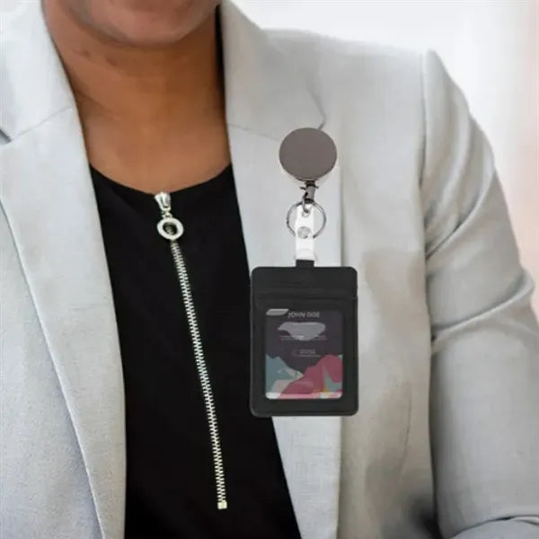 Dual Sided Leather ID Badge Holder With Clear Window