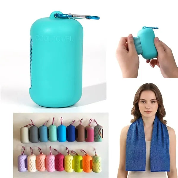 Cooling Towels with Silicone Carry Cases Gift Box