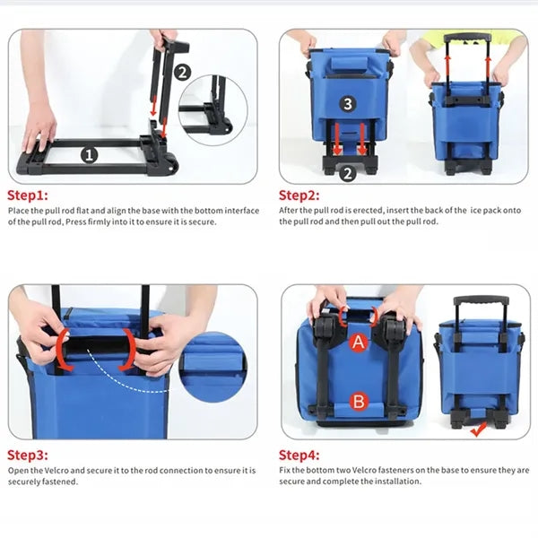 35L Insulated Rolling Cooler Bag Box with Wheels & Handle