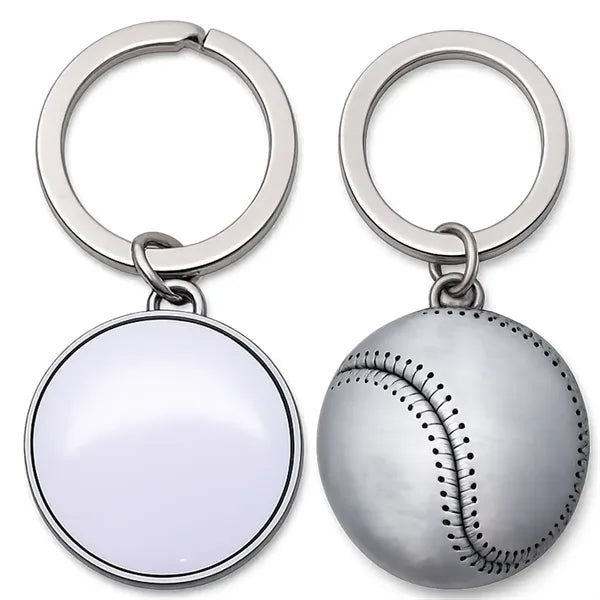 Baseball Shaped Metal Keychain