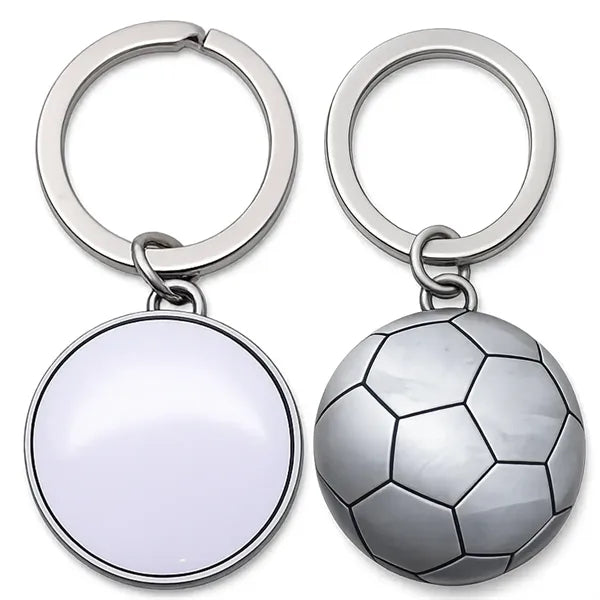 Soccer Ball Shaped Metal Keychain