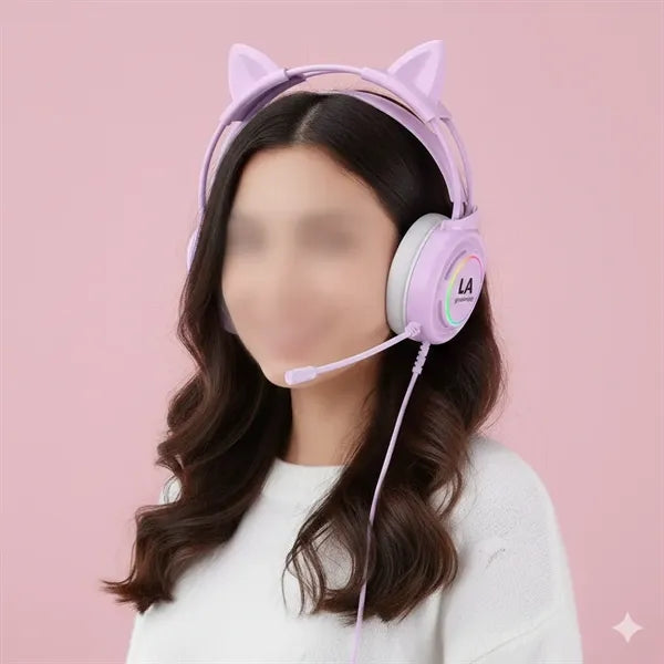 Logo Girl Kids kitty Headphones Gaming Ear speakers