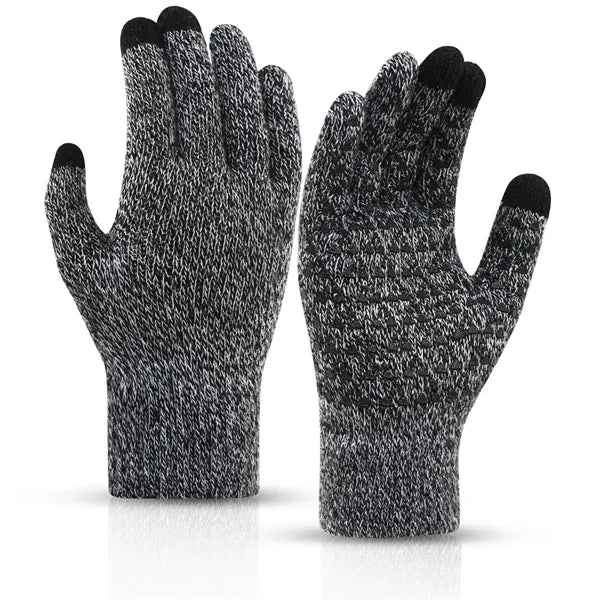 Five-Finger Knit Fleece-Lined Gloves