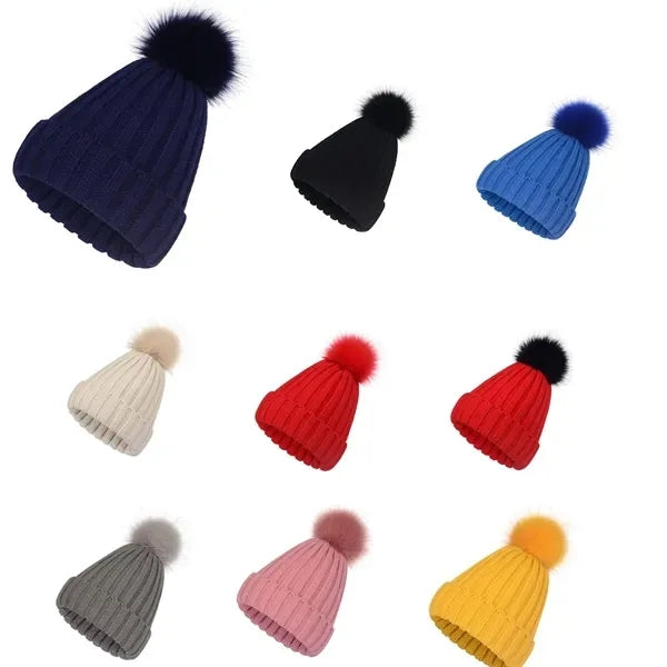 Cable Knit Beanie With Pom Removable