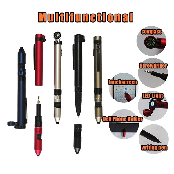 LED Lighted Ballpoint With Touch Pen Compass For Camping