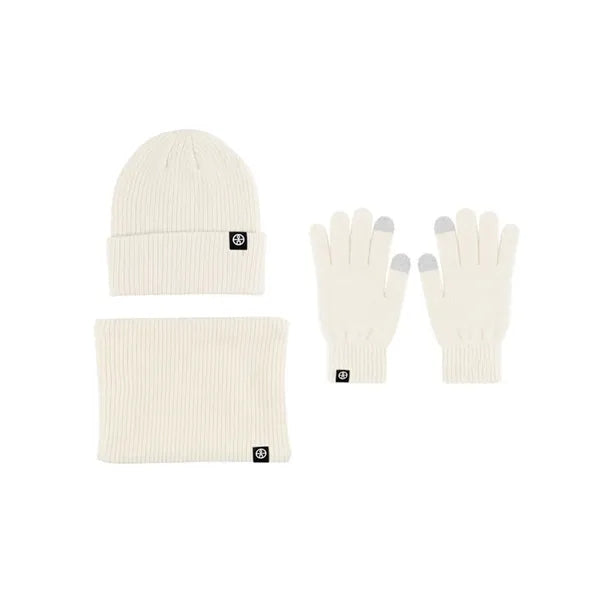 Winter Beanie Hat Scarf Touchscreen Gloves Set