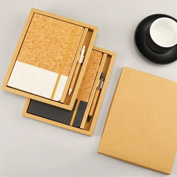 A5 eco-friendly lined journal notebook with cork cover