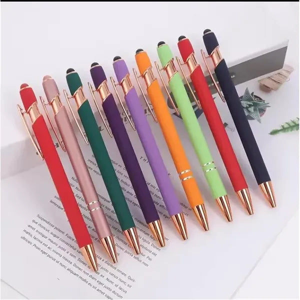 Soft Touch Ballpoint Pen with Rose Gold Accent