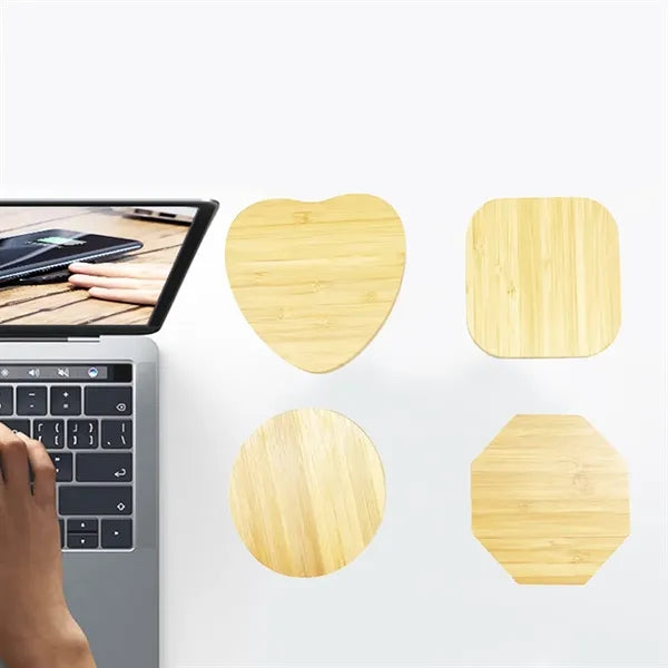 15W bamboo wood phone wireless charger pad for home office