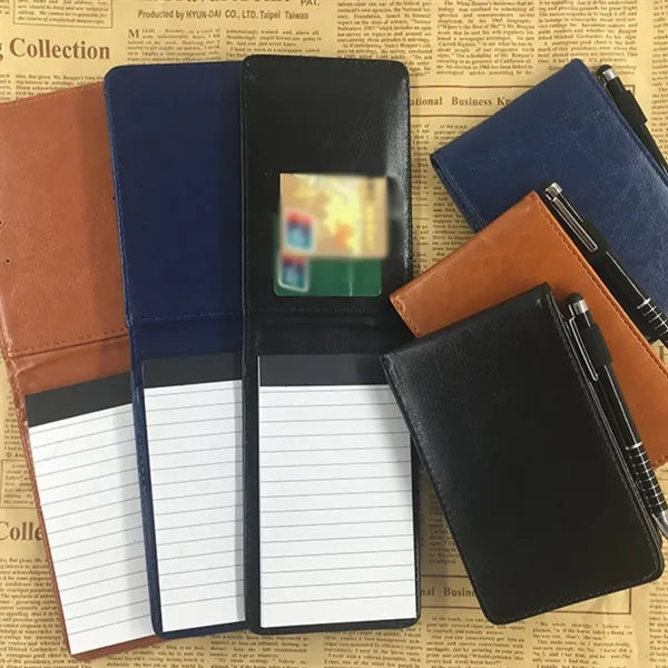 Compact pocket notepad with pen for business school travel