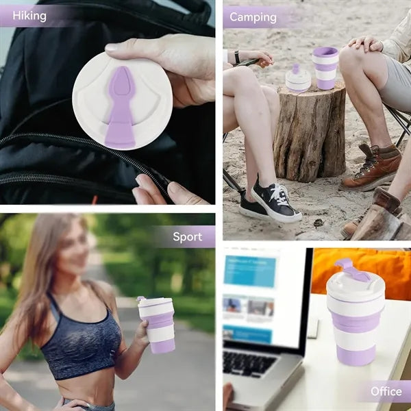 12oz collapsible silicone travel cup for camping hiking