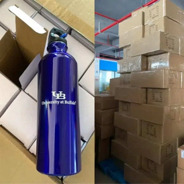 17oz Aluminum Sports Water Bottle w/ Carabiner for Bike