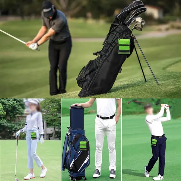 Golf pouch bag with hook multi pocket for valuables tee