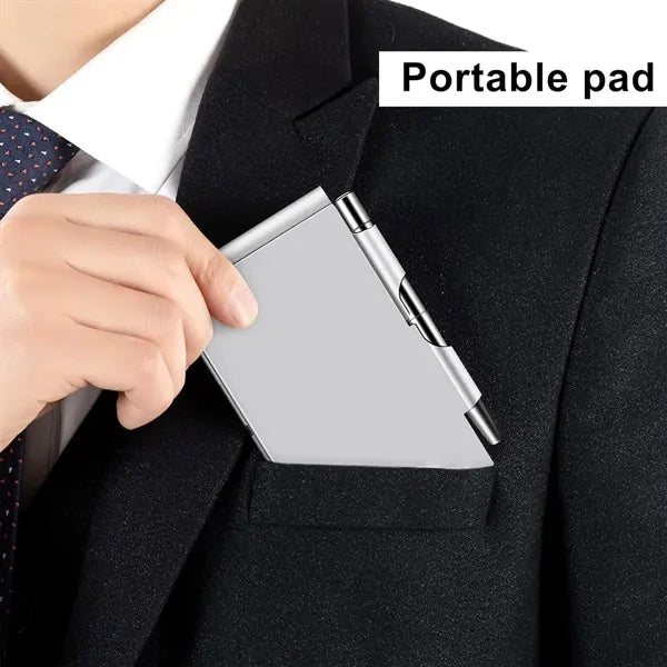 Mini metal pocket notebook notepad with pen for office