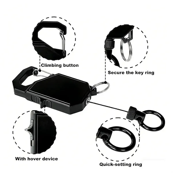 Heavy Duty Retractable Keychain with Sturdy Carabiner