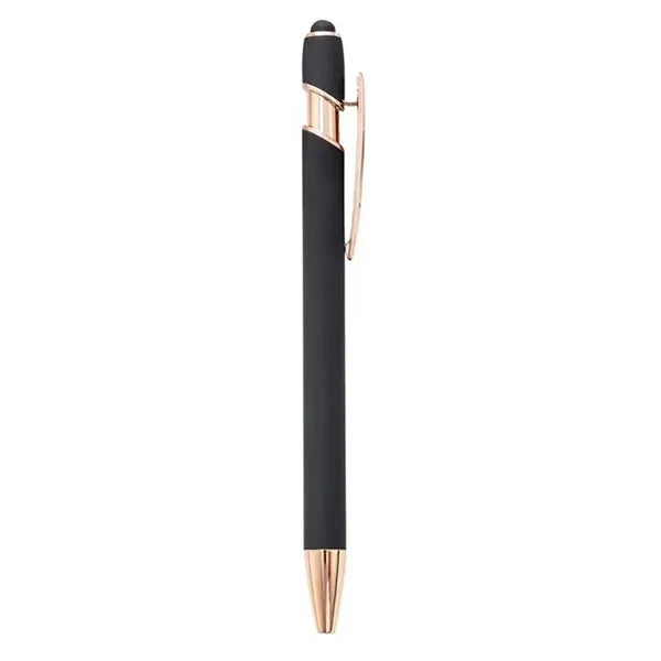 Aluminum Touch Stylus Ballpoint Pen with Rose Gold Trim