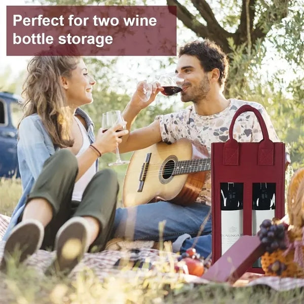 Felt Double Wine Bottle Carry Bag With Window